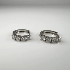 Cercei creole argint 925 cu zirconia si prindere leverback 11mm - vedere 1