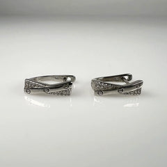 Cercei creole argint 925 cu zirconia si prindere leverback 14mm - vedere 1