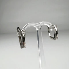 Cercei creole argint 925 cu zirconia si prindere leverback 14mm - vedere 2