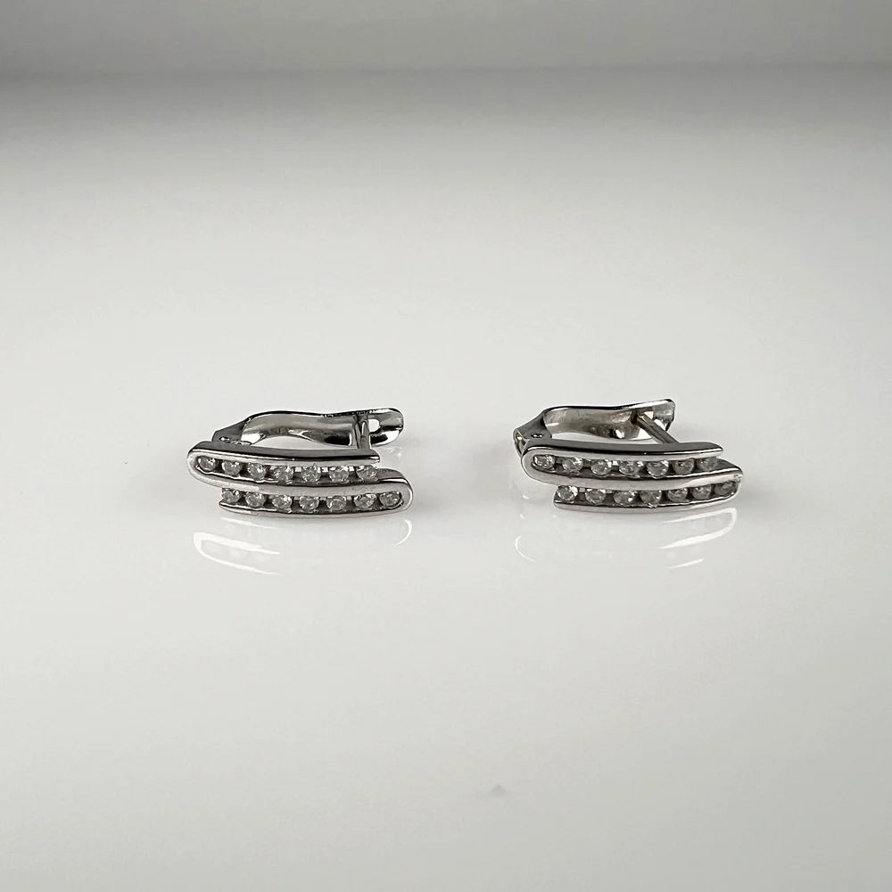 Cercei creole zirconia cu prindere leverback din argint 925 - vedere 1