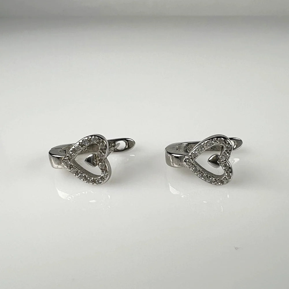 Cercei creole argint 925 cu zirconia si prindere leverback - vedere 1