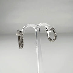 Cercei creole argint 925 cu zirconia si leverback 13mm - vedere 2