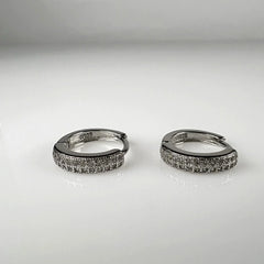 Cercei creole argint 925 cu zirconia si prindere leverback 13mm - vedere 1