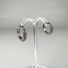 Cercei creole argint 925 cu zirconia si prindere leverback 13mm - vedere 2