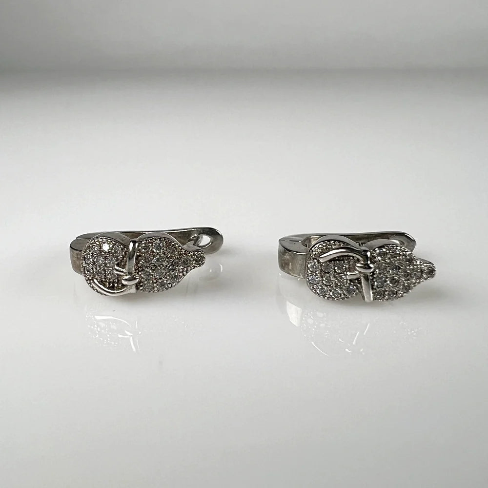 Cercei creole zirconia cu prindere leverback din argint 925 - vedere 1