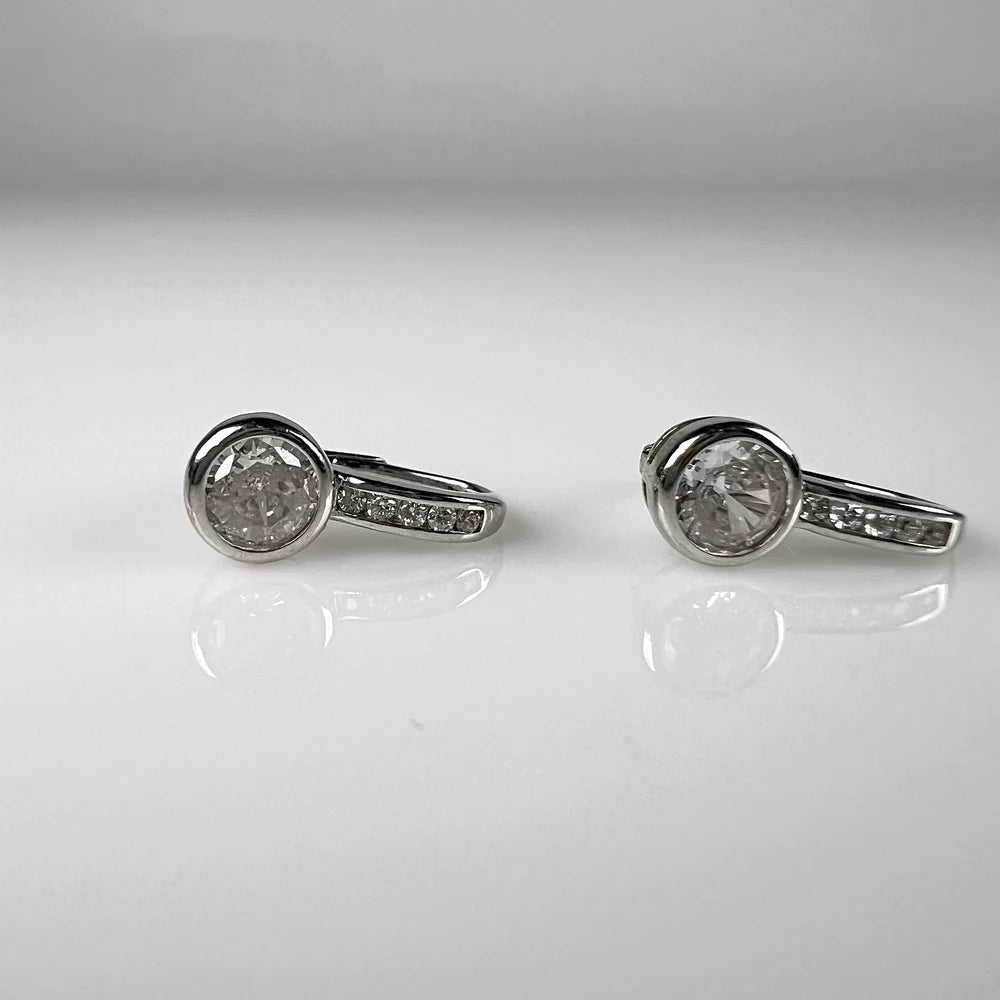 Cercei drop zirconia cu prindere leverback din argint 925 - vedere 1