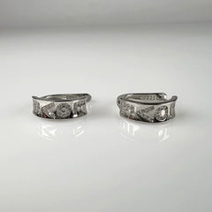 Cercei creole argint 925 cu zirconia si prindere leverback 14mm - vedere 1