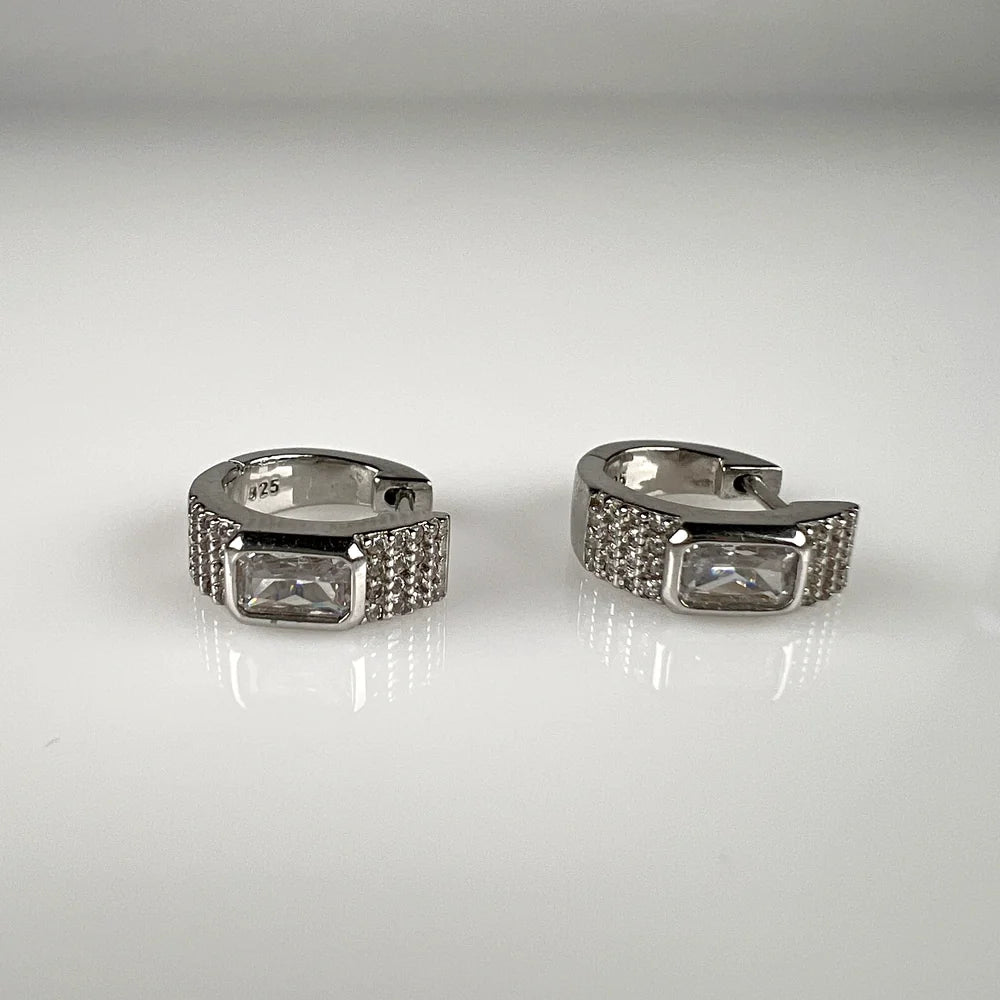 Cercei creole zirconia leverback din argint 925 - vedere 1