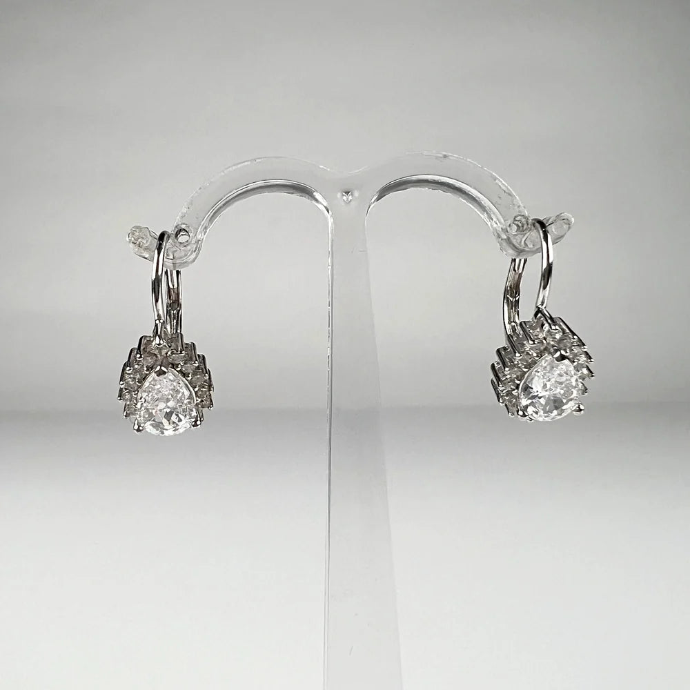 Cercei drop zirconia cu leverback din argint 925 - vedere 1