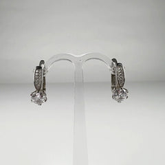 Cercei creole argint 925 cu zirconia si leverback 16mm - vedere 1