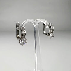 Cercei creole argint 925 cu zirconia si leverback 16mm - vedere 2