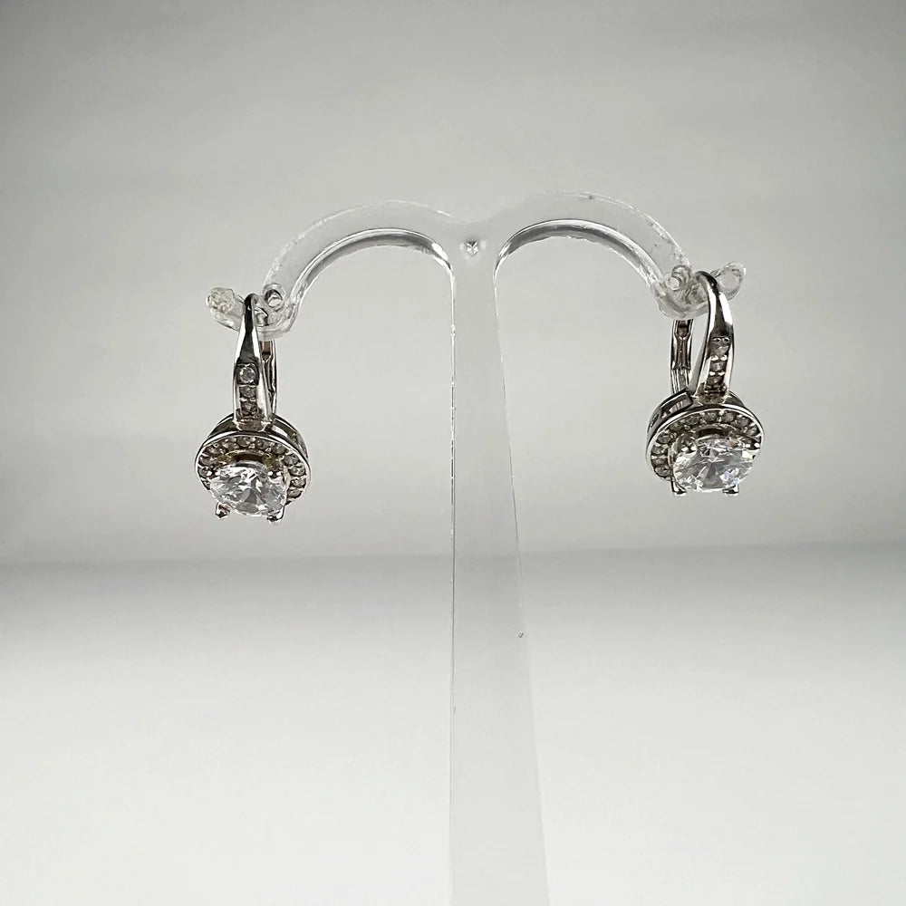 Cercei drop zirconia cu prindere leverback din argint 925 - vedere 1