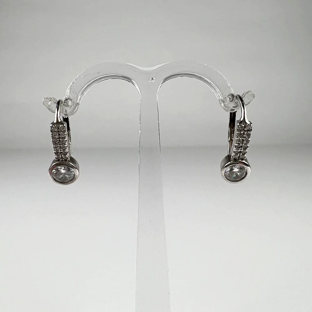 Cercei drop argint 925 cu zirconia si prindere leverback - vedere 1