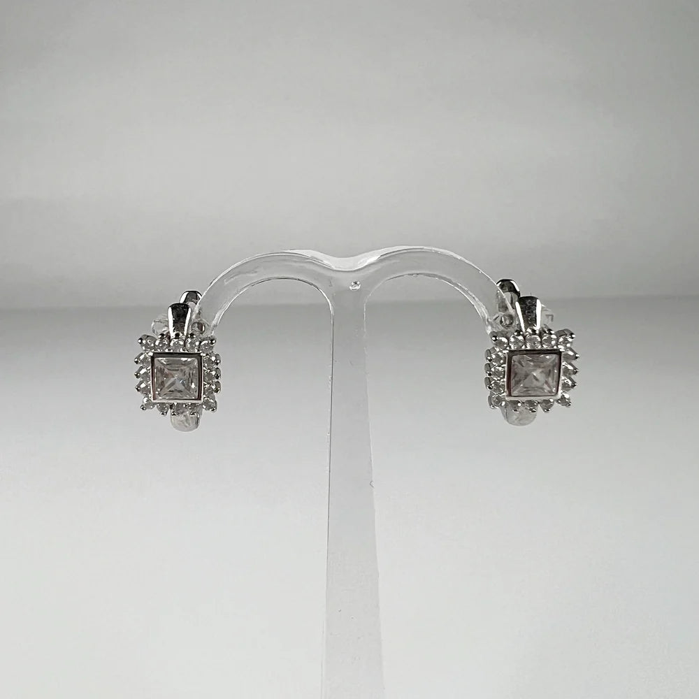 Cercei stud zirconia cu prindere leverback din argint 925 - vedere 1