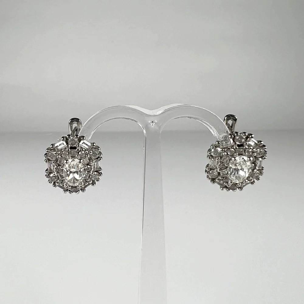 Cercei creole zirconia cu prindere leverback din argint 925 - vedere 1