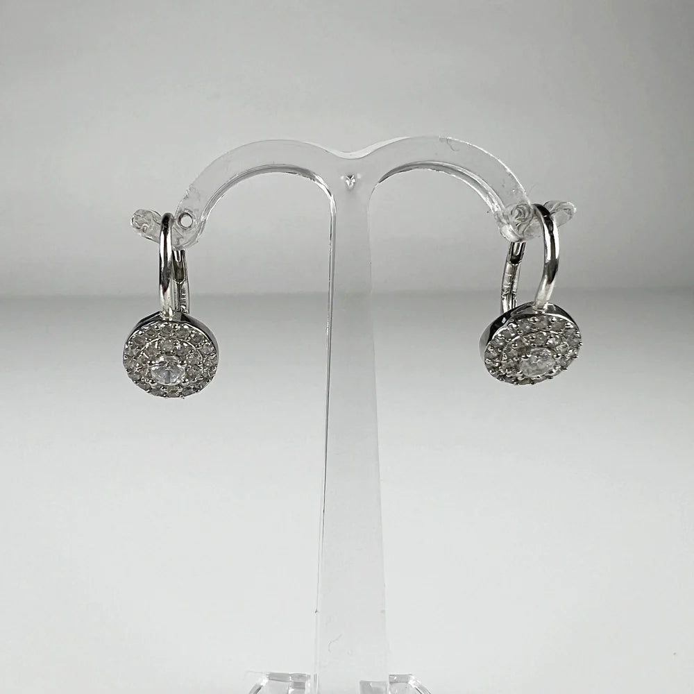 Cercei drop zirconia cu prindere leverback din argint 925 - vedere 1