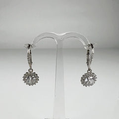 Cercei drop cu zirconia si prindere leverback din argint 925 - vedere 1