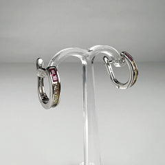 Cercei creole argint 925 cu zirconia si prindere leverback 12mm - vedere 2