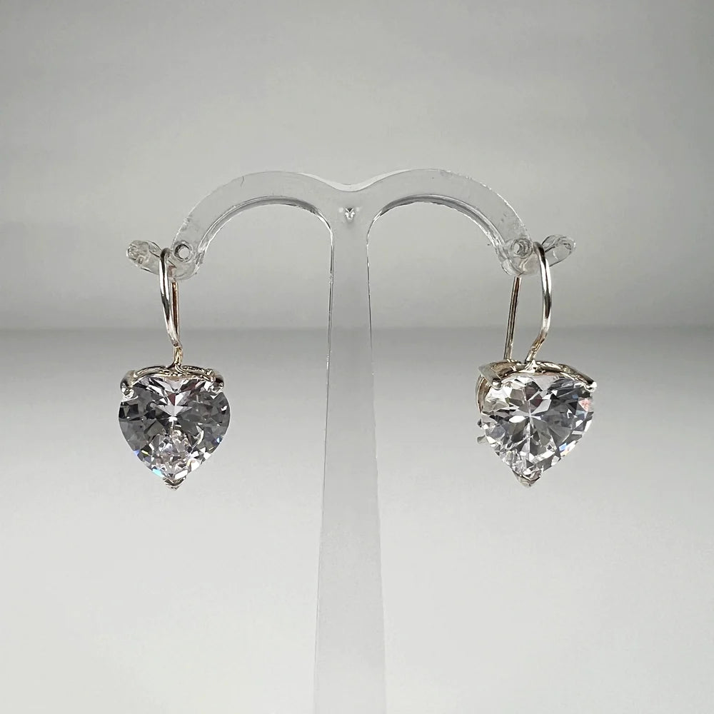 Cercei drop zirconia cu prindere leverback din argint 925 - vedere 1