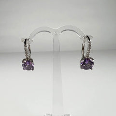 Cercei drop zirconia cu prindere leverback din argint 925 - vedere 1