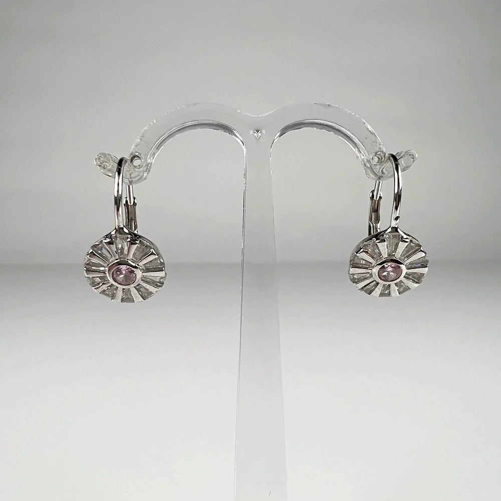 Cercei drop zirconia cu prindere leverback din argint 925 - vedere 1
