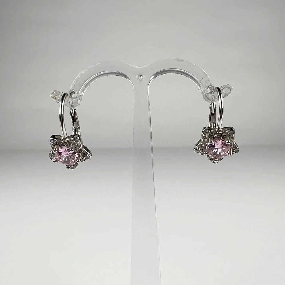 Cercei drop zirconia cu prindere leverback din argint 925 - vedere 1