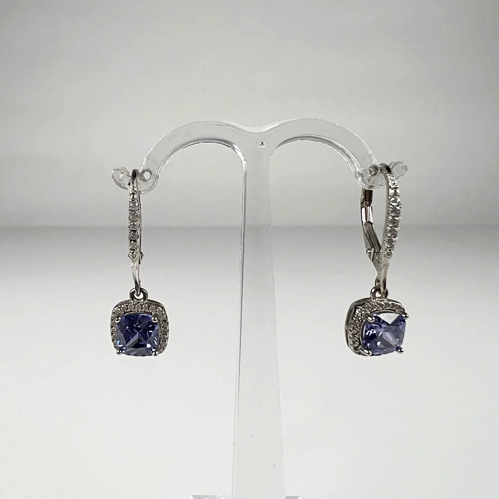 Cercei drop zirconia cu prindere leverback din argint 925 - vedere 1
