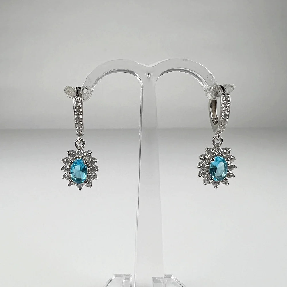 Cercei drop zirconia cu prindere leverback din argint 925 - vedere 1