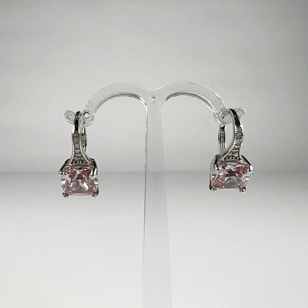 Cercei drop zirconia cu prindere leverback din argint 925 - vedere 1