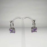 Cercei drop zirconia cu prindere leverback din argint 925 - vedere 1