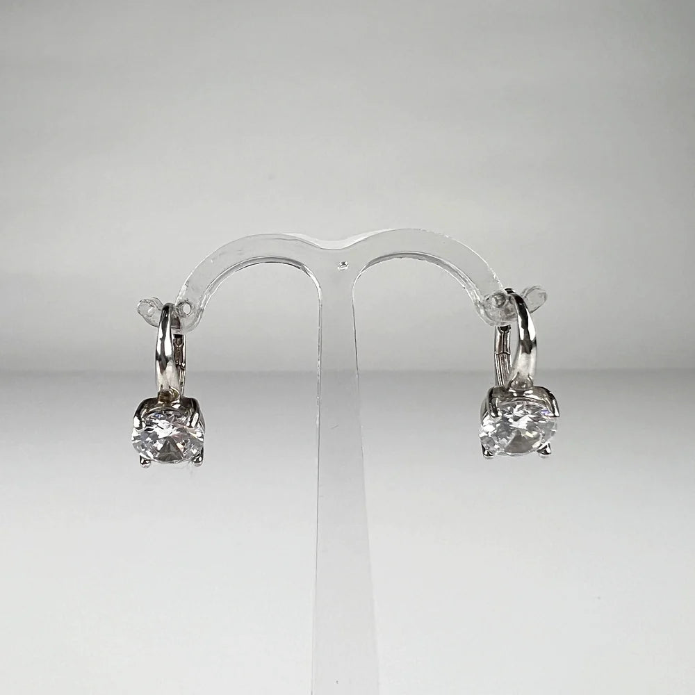 Cercei drop zirconia cu prindere leverback din argint 925 - vedere 1