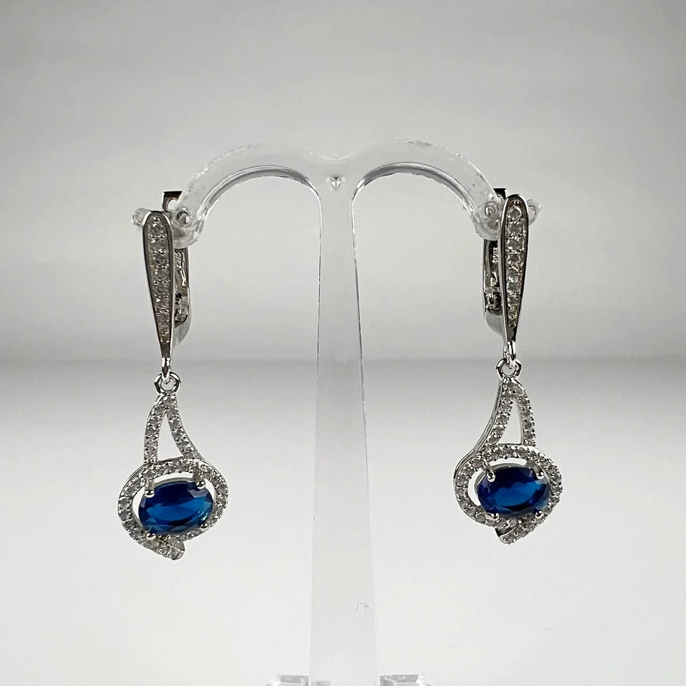 Cercei lungi zirconia cu prindere leverback din argint 925 - vedere 1