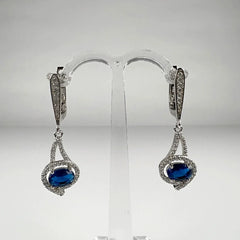 Cercei lungi zirconia cu prindere leverback din argint 925 - vedere 1