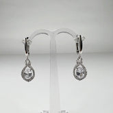 Cercei lungi zirconia cu prindere leverback din argint 925 - vedere 1