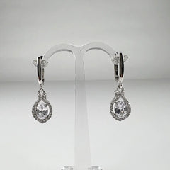 Cercei lungi zirconia cu prindere leverback din argint 925 - vedere 1