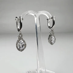 Cercei lungi zirconia cu prindere leverback din argint 925 - vedere 2