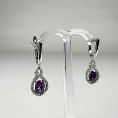 Cercei lungi zirconia cu prindere leverback din argint 925 - vedere 2