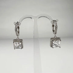 Cercei drop zirconia cu prindere leverback din argint 925 - vedere 1