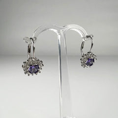 Cercei drop zirconia cu prindere leverback din argint 925 - vedere 2