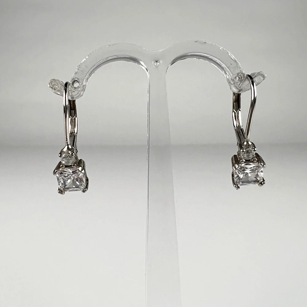Cercei drop zirconia cu prindere leverback din argint 925 - vedere 1