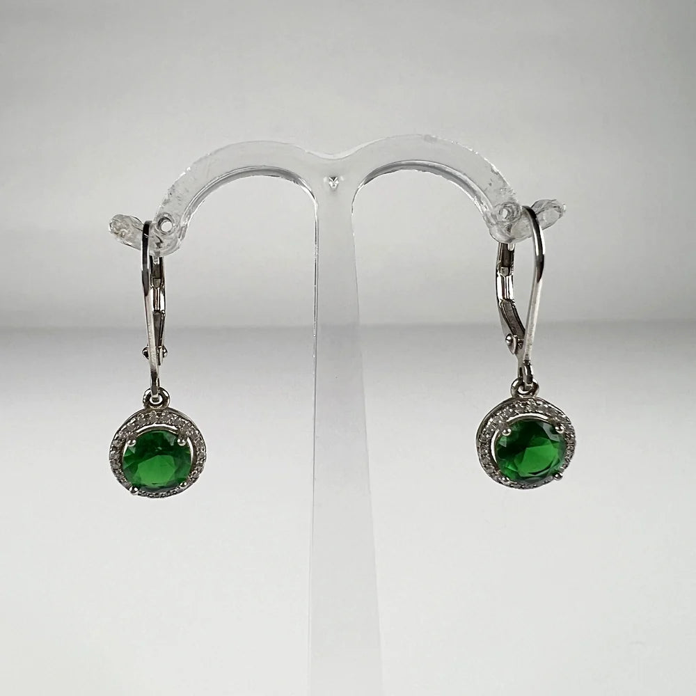 Cercei drop zirconia cu prindere leverback din argint 925 - vedere 1