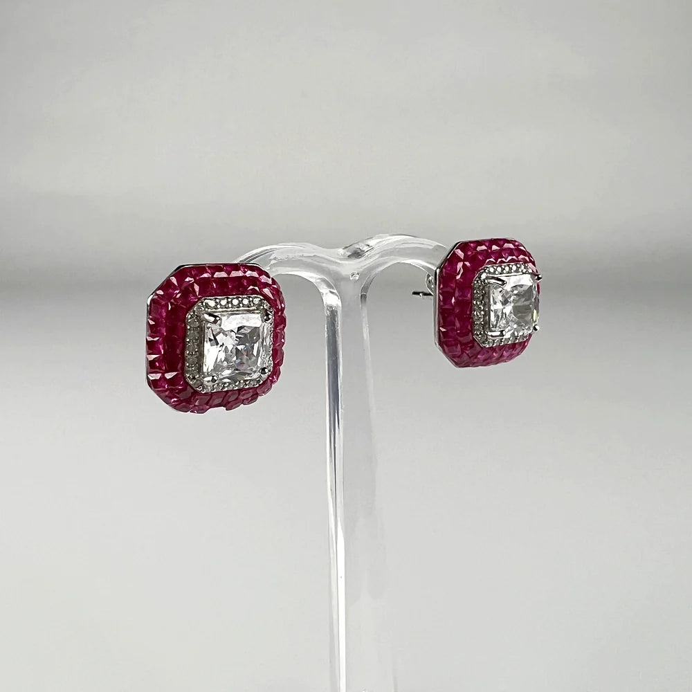 Cercei zirconia cu surub si fluture din argint 925 - 13mm - vedere 1