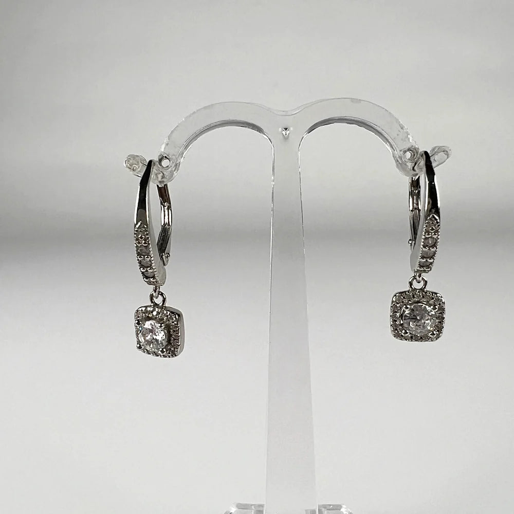 Cercei drop zirconia cu leverback din argint 925, 24mm - vedere 1