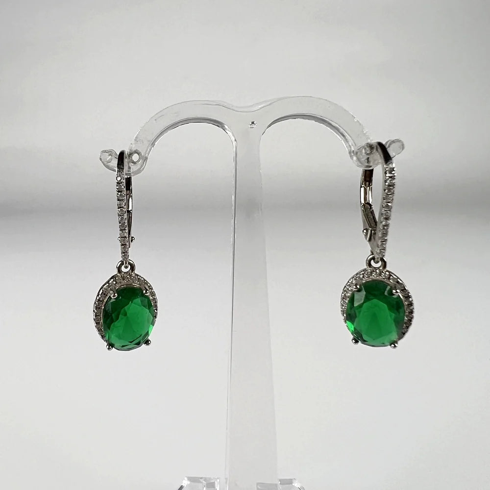 Cercei lungi zirconia cu prindere leverback din argint 925 - vedere 1