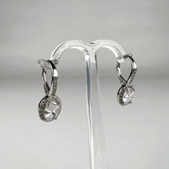 Cercei drop zirconia leverback argint 925, 22mm - vedere 2