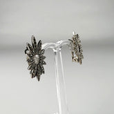 Cercei clips marcasite din argint 925, design elegant 24mm - vedere 1