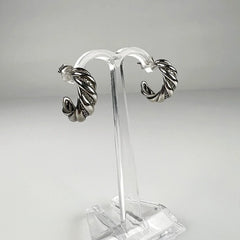 Cercei creole argint 925 cu zirconia si fluture push-back 10mm - vedere 1