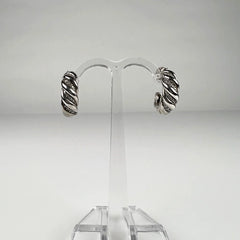 Cercei creole argint 925 cu zirconia si fluture push-back 10mm - vedere 2