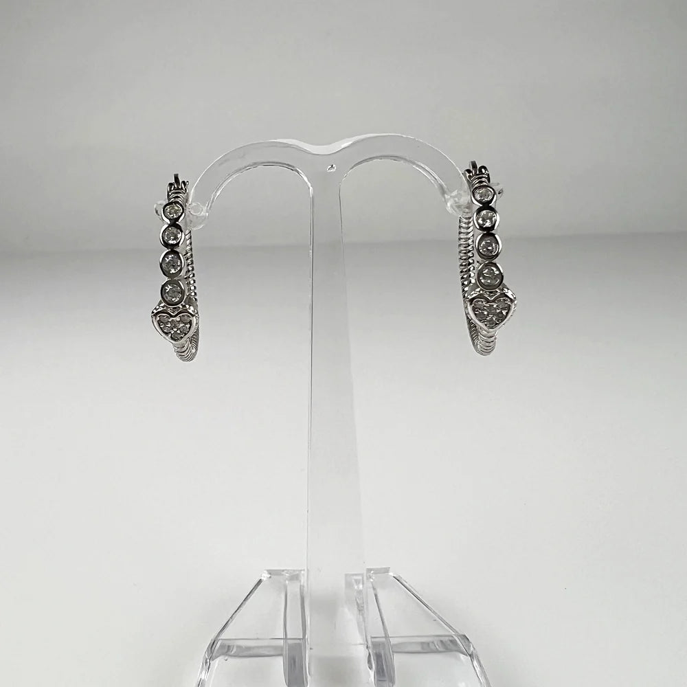 Cercei creole argint 925 cu zirconia - 20mm - vedere 1