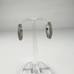 Cercei creole argint 925 cu zirconia, 15 mm, prindere continua - vedere 1